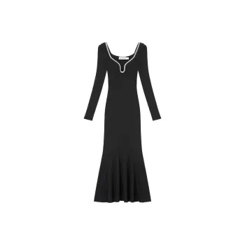 Self portrait Long Sleeved Dresses Women's Classic Black