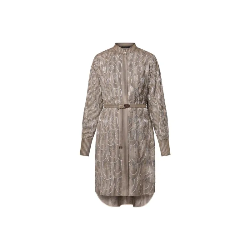 LOUIS VUITTON Bejeweled Pinstripe Shirt Dress-0