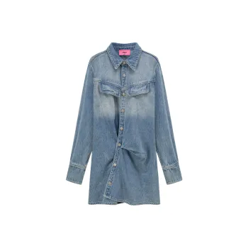 CHUU Long Sleeved Dresses Women's Denim Blue