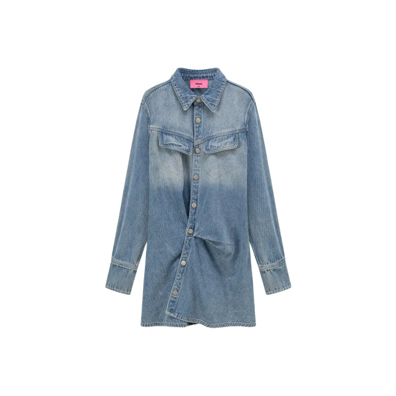 CHUU Long Sleeved Dresses Women's Denim Blue-0