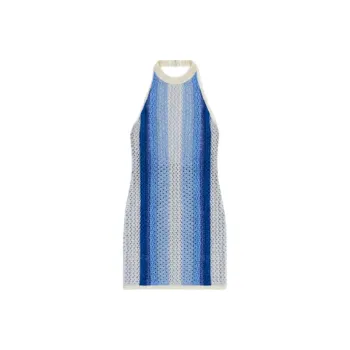 KITH Women's 2024 Summer Collection SS24 Crochet Knit Anya Mini Dress Sleeveless Dress Women's Blue
