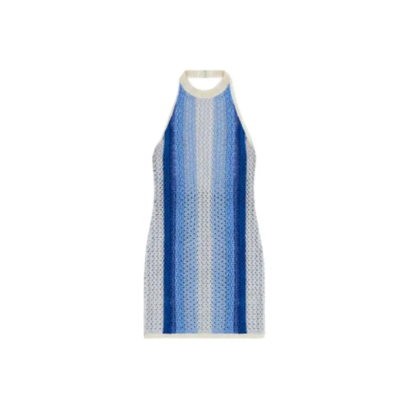 KITH Women's 2024 Summer Collection SS24 Crochet Knit Anya Mini Dress Sleeveless Dress Women's Blue-0