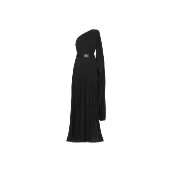 Elisabetta Franchi One Shoulder Pleated Red Carpet Dress