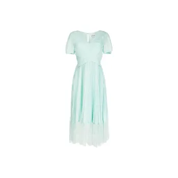 Self portrait Pleated Lace trim Midi Dress