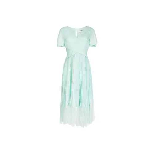 Self portrait Pleated Lace trim Midi Dress