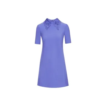 Oscar De La Renta Floral Guipure-collar Minidress