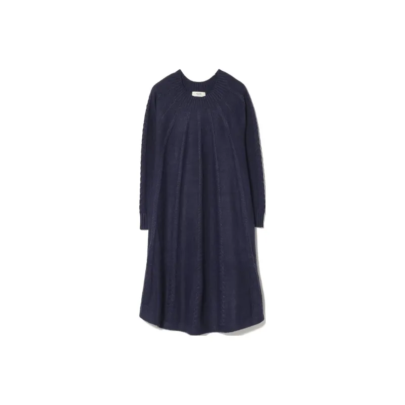 Beams HEART Long Sleeved Dress Women's Marine Blue-0