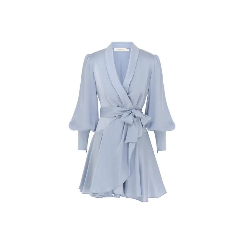 Zimmermann FW24 Long Sleeved Dress Women's Light Blue-0