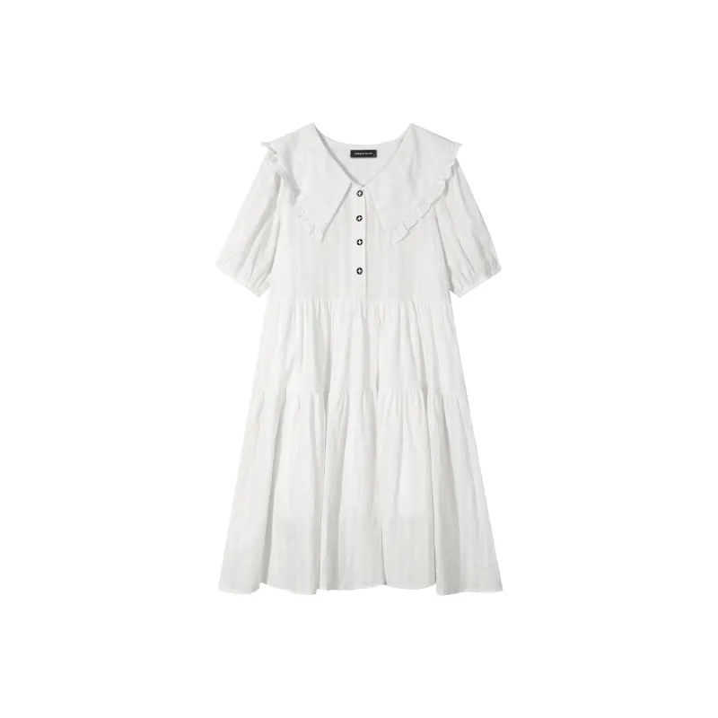 EIDOLON GRAIN Short Sleeved Dress Women's White-0