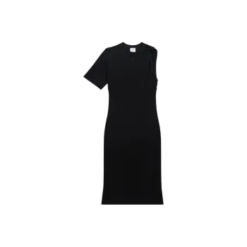 COURREGES Logo appliqué Asymmetric Midi Dress