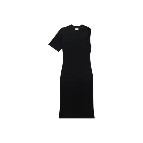 COURREGES Logo grigioé Asymmetric Midi Dress