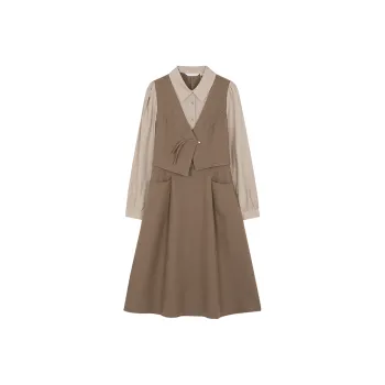 Mo Han Yi Mei Long Sleeved Dresses Women's Khaki