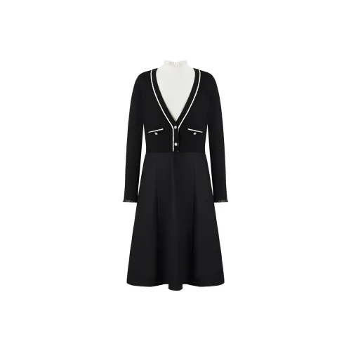 JZ. ANNAKRO Long Sleeved Dresses Women's Plain Black