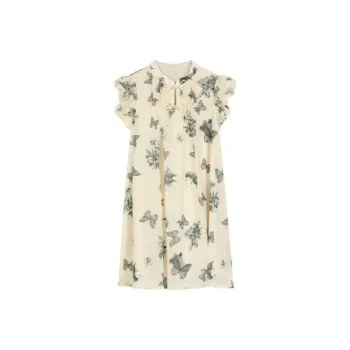 TASTILY Short Sleeved Dress Women's Ecru