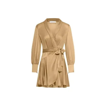Zimmermann V-Neck Satin Wrap Dress