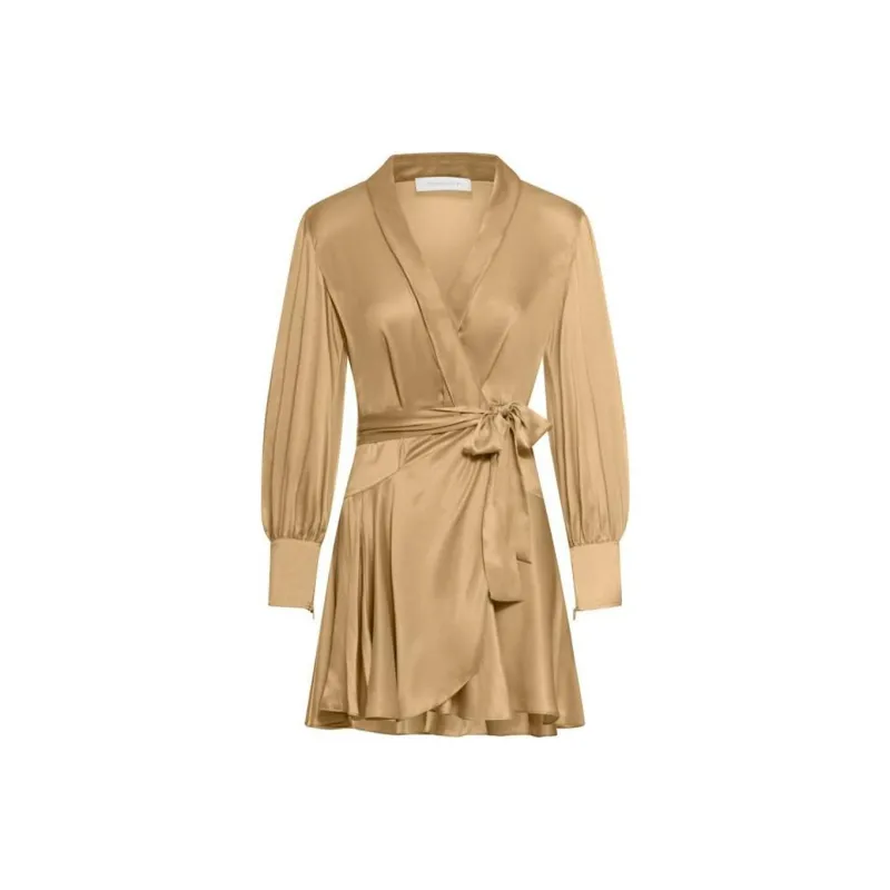 Zimmermann V-Neck Satin Wrap Dress-0
