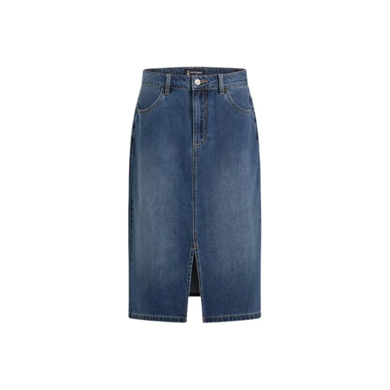 Hush Puppies Denim Long Skirt Women's Blue-0
