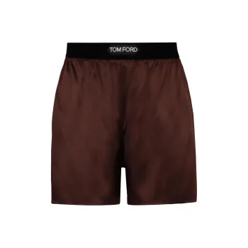 TOM FORD Logo-Waistband Satin Shorts