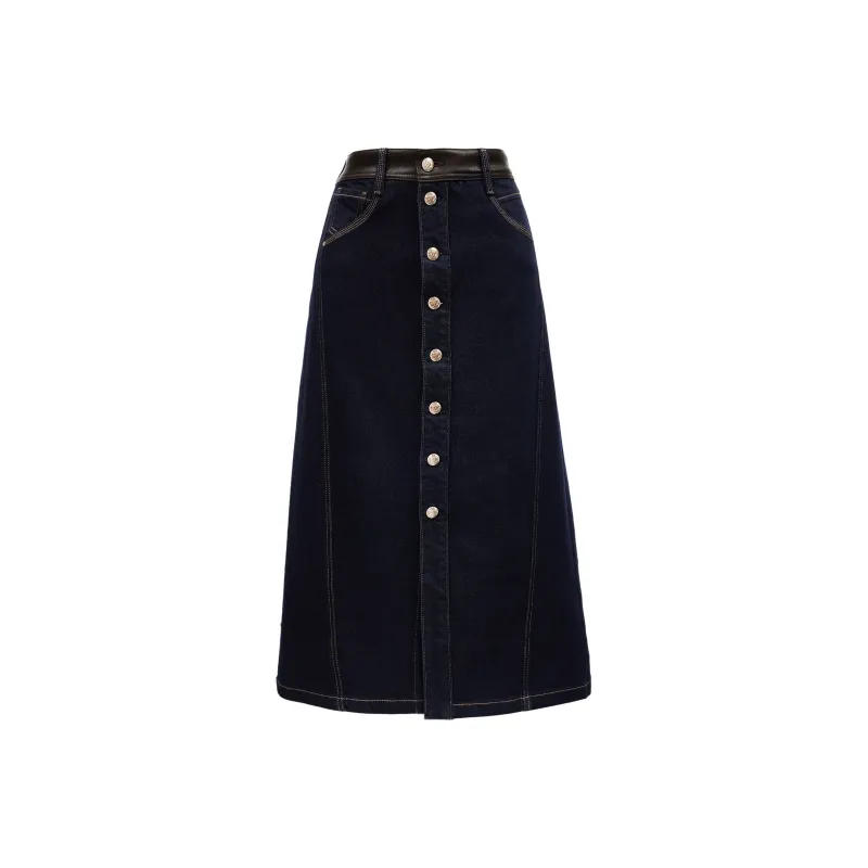 ONLY Denim Long Skirts Women's J37 1000 Washed Blue Denim-0