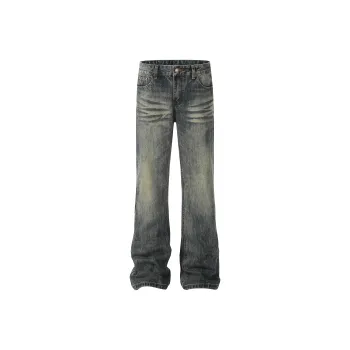 YIXIAOMO Straight Fit Slim Leg Jeans With A Slightly Flared Hem For A Slimming Effect Clean Fit Long Pants Unisex