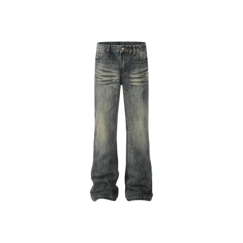 YIXIAOMO Straight Fit Slim Leg Jeans With A Slightly Flared Hem For A Slimming Effect Clean Fit Long Pants Unisex