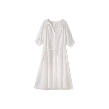 Hacikis Short-Sleeved Dresses Women's Beach White