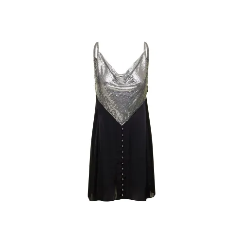 Paco Rabanne Chainmail Panelled Cowl-Neck Mini Dress