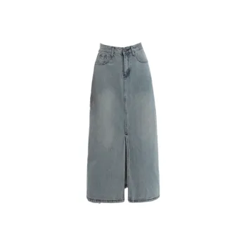 ZXZA Denim Long Skirt Women's Nostalgic Blue