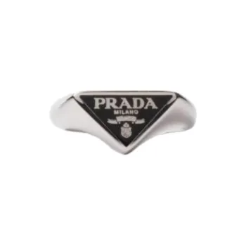 PRADA Enamel Rings Unisex Black
