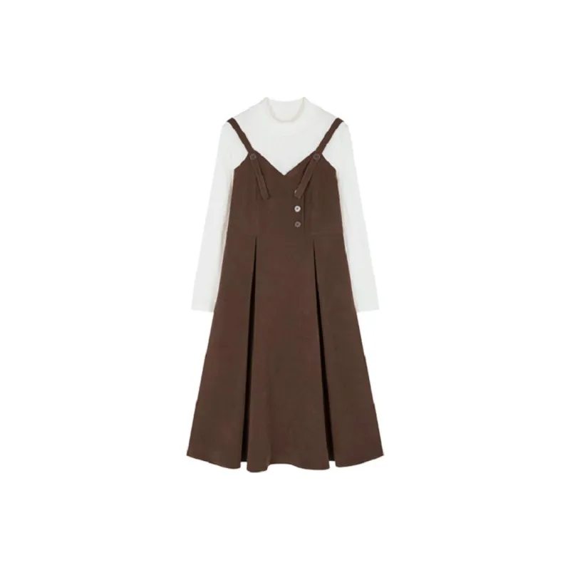 XWI Long Sleeved Dresses Women's Coffee-0