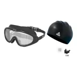 Black Swim Goggles (Transparent Lens)+Black Swimming Cap
