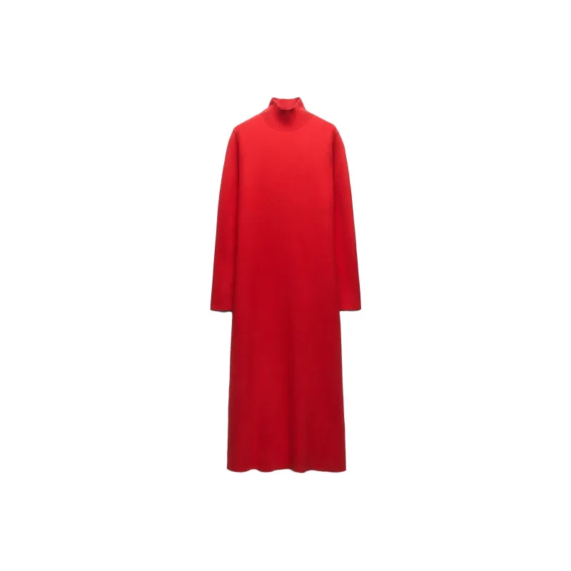 ZARA Long-Sleeved Dresses Women's Red-0