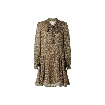 JZ. ANNAKRO Long Sleeved Dresses Women's Floral Coffee