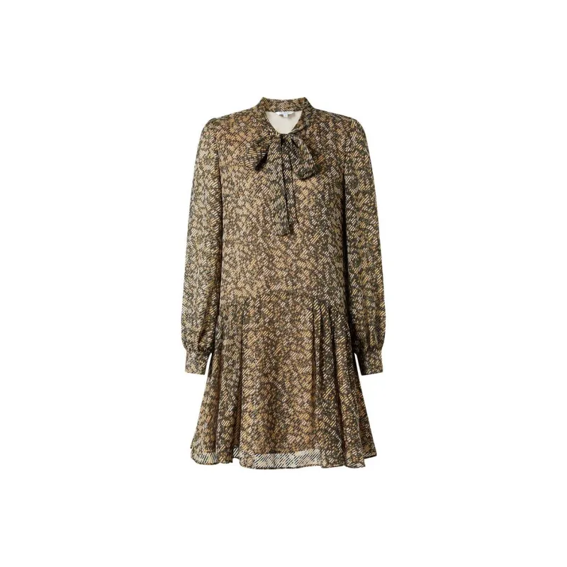 JZ. ANNAKRO Long Sleeved Dresses Women's Floral Coffee-0