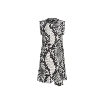 PINKO Mini Abito Snake Jacquard Sleeveless Dress Women's Black White