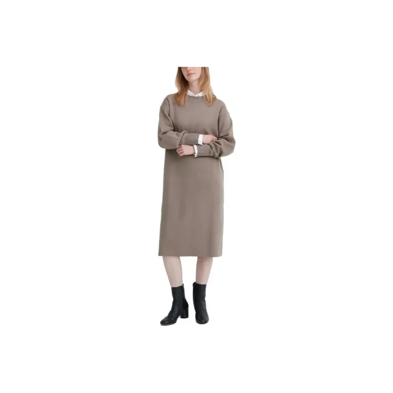 UNIQLO Long Sleeved Dresses Women's Beige-0