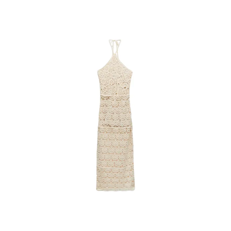 ZARA Slip Dresses Women's White-0