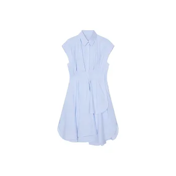 Jiangnan Commoner Sleeveless Dress Women's Medium Blue Stripes/Check