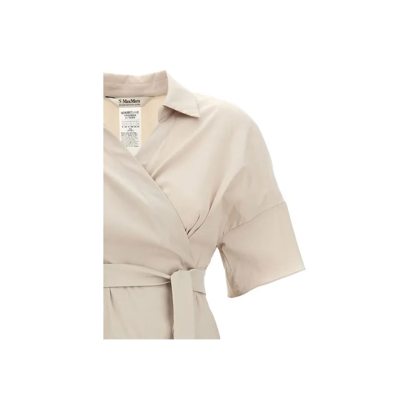'S MAX MARA Short Sleeved Dress Women's Beige-5