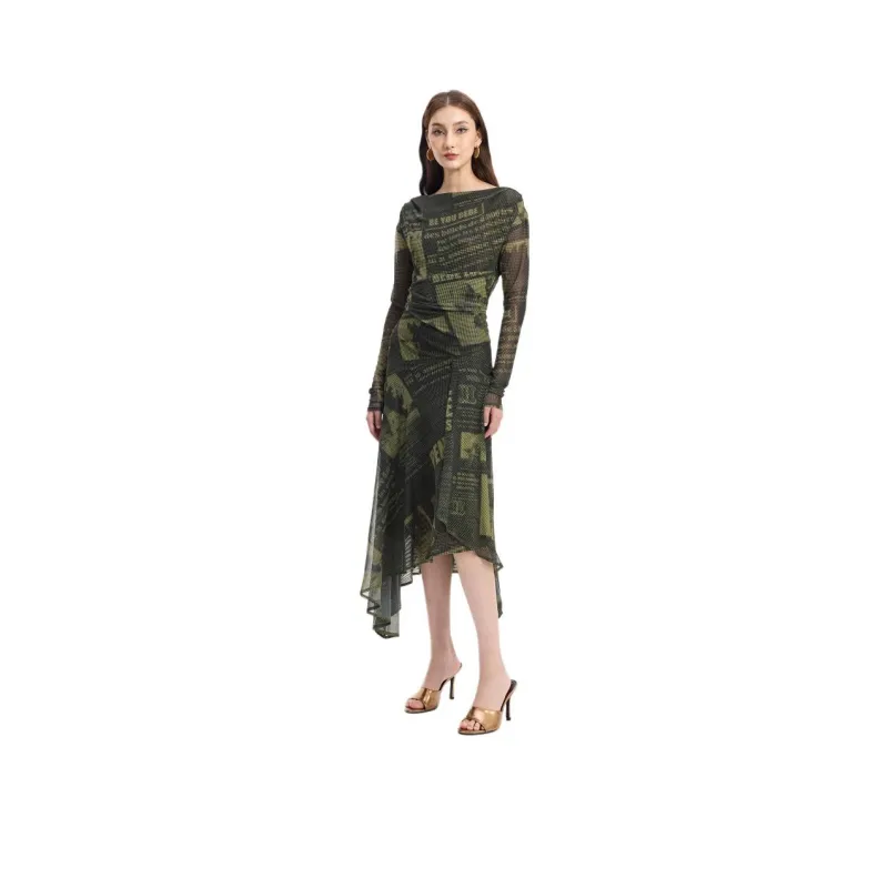 Bebe Long Sleeved Dresses Women's Army Green-0