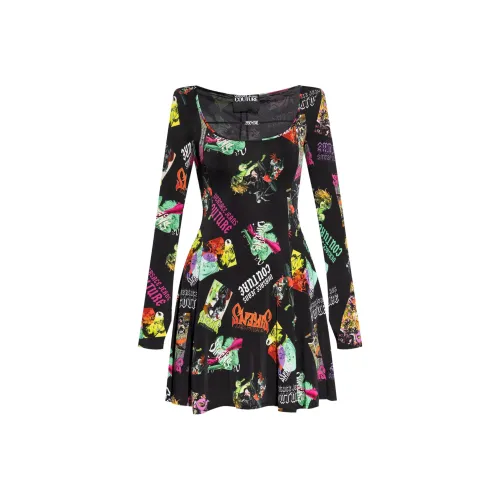 VERSACE JEANS COUTURE Logo Plaque neckline Flared Dress