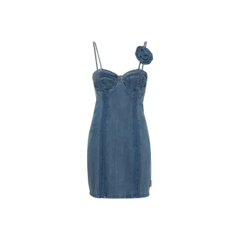 Rotate Floral appliqué Denim Minidress