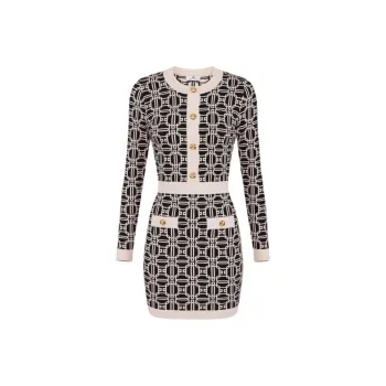 Elisabetta Franchi Logo Jacquard Long Sleeved Mini Dress