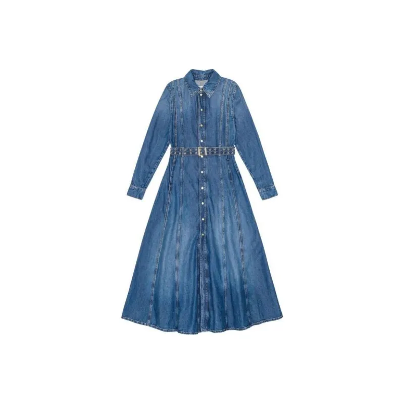 GANNI Straight Hem Denim Maxi Dress-0