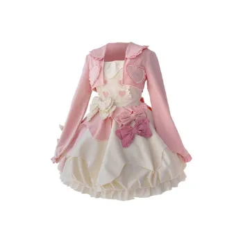 BAOLEGEMAO Long Sleeved Dresses Women's Pink White