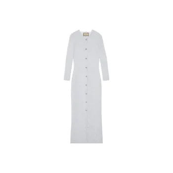 GUCCI Lamé-effect Buttoned Maxi Dress
