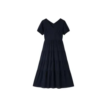 LUYOUYE Short Sleeved Dress Women's Navy Blue