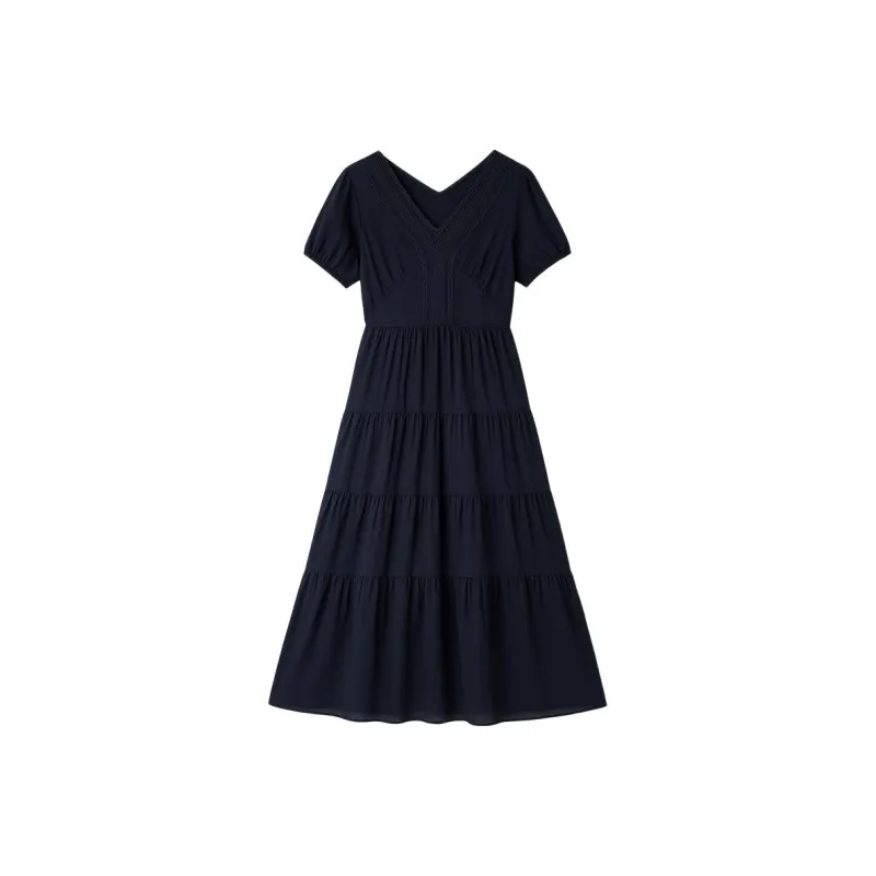 LUYOUYE Short Sleeved Dress Women's Navy Blue-0