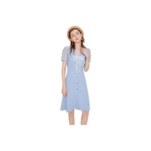 Caroline 씨 솔트 블루 여성 반팔 원피스