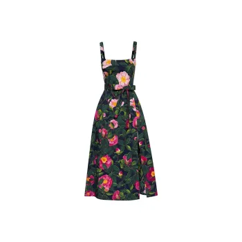 OSCAR DE LA RENTA Camellia Cotton Poplin Tank Dress